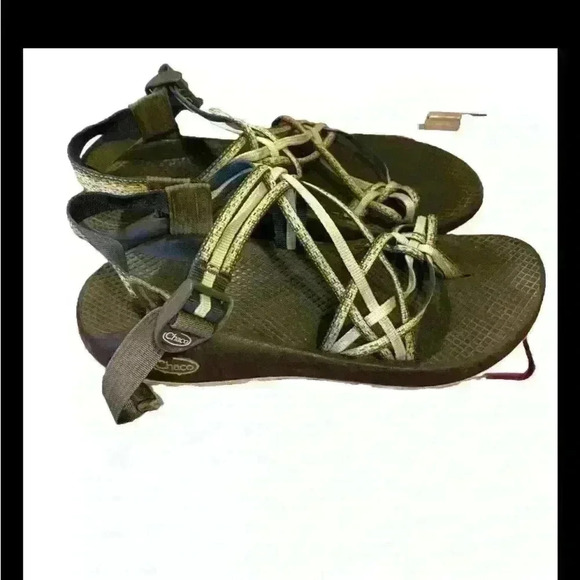 CHACO ZX/3 YAMPA SANDALS Triple Strap Toe Loop Women’s Size 9 Green Blue Shoe - Picture 4 of 5